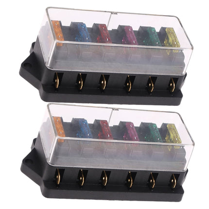 SWETRACE 2Pcs Metal 6 Way Fuse Holder for Vehicle Maintenance Electrical Installation Car Fuse Accessory 4.3x2.0x1.7in.