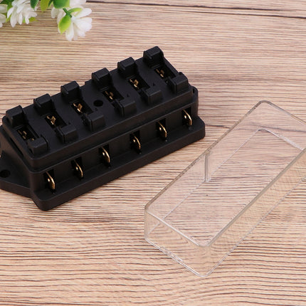 SWETRACE 2Pcs Metal 6 Way Fuse Holder for Vehicle Maintenance Electrical Installation Car Fuse Accessory 4.3x2.0x1.7in.