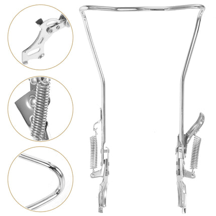 SWETRACE 1Set Steel Silver Double Legged Bike Kickstand for Stable Support Non Slip Feet Quick Adjustment 14.6x10x0.4in.