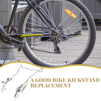 SWETRACE 1Set Steel Silver Double Legged Bike Kickstand for Stable Support Non Slip Feet Quick Adjustment 14.6x10x0.4in.