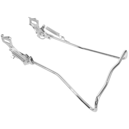 SWETRACE 1Set Steel Silver Double Legged Bike Kickstand for Stable Support Non Slip Feet Quick Adjustment 14.6x10x0.4in.