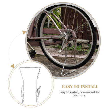 SWETRACE 1Set Steel Silver Double Legged Bike Kickstand for Stable Support Non Slip Feet Quick Adjustment 14.6x10x0.4in.