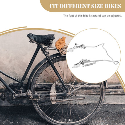 SWETRACE 1Set Steel Silver Double Legged Bike Kickstand for Stable Support Non Slip Feet Quick Adjustment 14.6x10x0.4in.