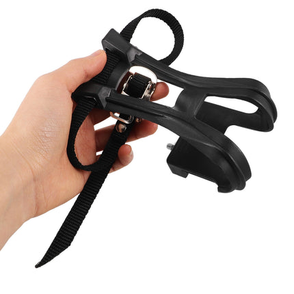 SWETRACE 2Pcs Bike Pedal Toe Cages And Straps Black for Secure Installation.