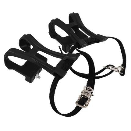 SWETRACE 2Pcs Bike Pedal Toe Cages And Straps Black for Secure Installation.