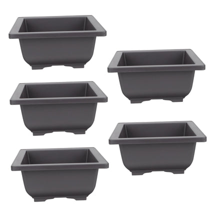 SWETRACE 5Pcs Square Flowerpots for Study Room and Office in Black 17x17cm.