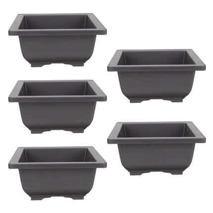 SWETRACE 5Pcs Square Flowerpots for Study Room and Office in Black 17x17cm.