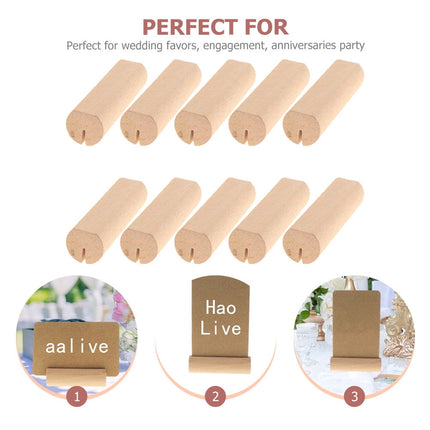 SWETRACE 10Pcs Wood Small Cards Holders Khaki Rectangular Slit for Home Decor Party Supplies.