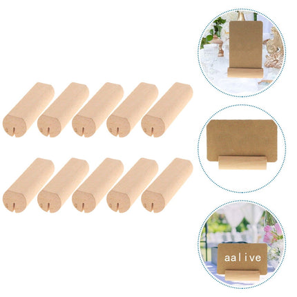 SWETRACE 10Pcs Wood Small Cards Holders Khaki Rectangular Slit for Home Decor Party Supplies.