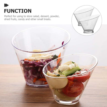 SWETRACE 2Pcs Plastic Dessert Bowls for Food Serving Clear and Portable.
