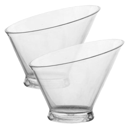 SWETRACE 2Pcs Plastic Dessert Bowls for Food Serving Clear and Portable.