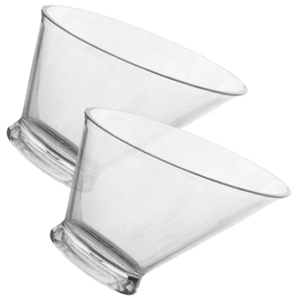 SWETRACE 2Pcs Plastic Dessert Bowls for Food Serving Clear and Portable.