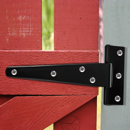 SWETRACE 6Pcs Heavy Duty Gate Hinges in T-Shape Black for Outdoor Projects.