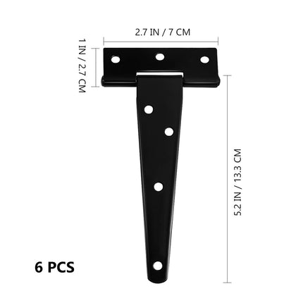 SWETRACE 6Pcs Heavy Duty Gate Hinges in T-Shape Black for Outdoor Projects.