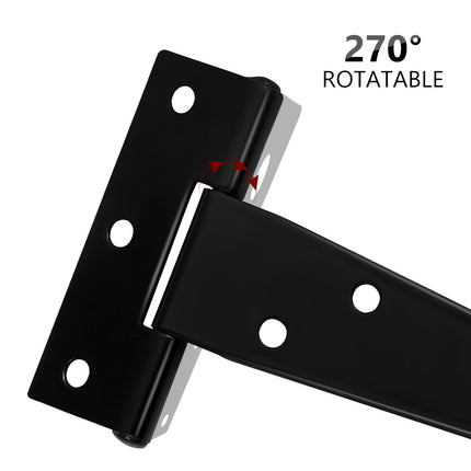 SWETRACE 6Pcs Heavy Duty Gate Hinges in T-Shape Black for Outdoor Projects.