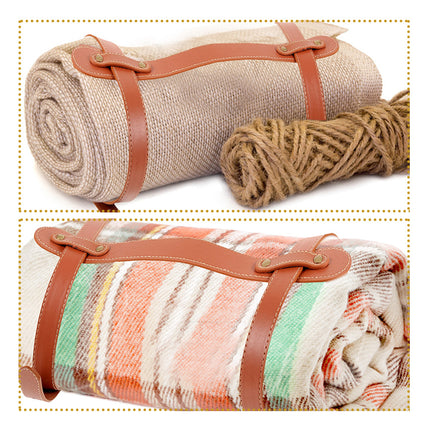 SWETRACE Travel Picnic Blanket 1Set with Bedroll Strap for Easy Binding and Transport 61.0X23.0X0.2In.