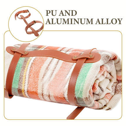 SWETRACE Travel Picnic Blanket 1Set with Bedroll Strap for Easy Binding and Transport 61.0X23.0X0.2In.