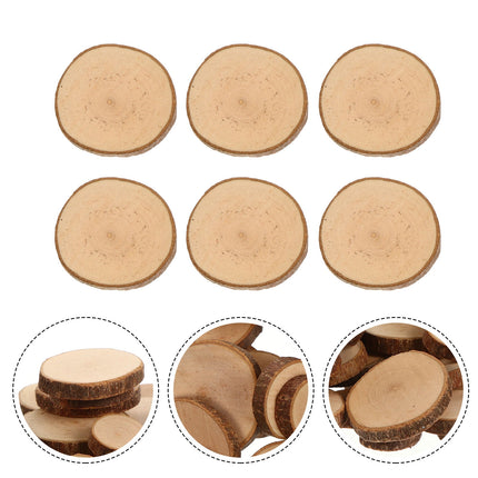 SWETRACE 1 Set Diy Wood Slices for Wedding Decorations Light Brown Round Bark Shapes Smooth Surface.