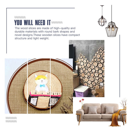 SWETRACE 1 Set Diy Wood Slices for Wedding Decorations Light Brown Round Bark Shapes Smooth Surface.