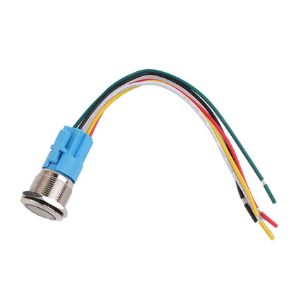 19Mm Latching Push Button Switch 12V Dc On Off Stainless Steel Led Self-Locking Green Blue.