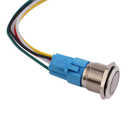 19Mm Latching Push Button Switch 12V Dc On Off Stainless Steel Led Self-Locking Green Blue.