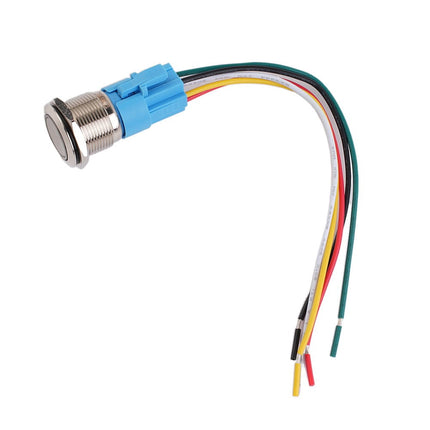 19Mm Latching Push Button Switch 12V Dc On Off Stainless Steel Led Self-Locking Green Blue.