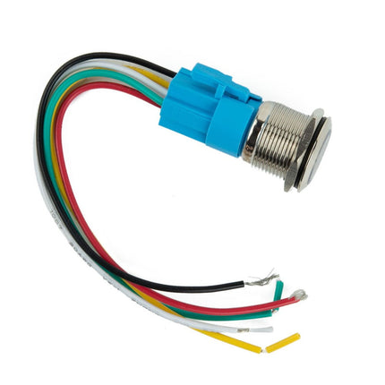 19Mm Latching Push Button Switch 12V Dc On Off Stainless Steel Led Self-Locking Green.