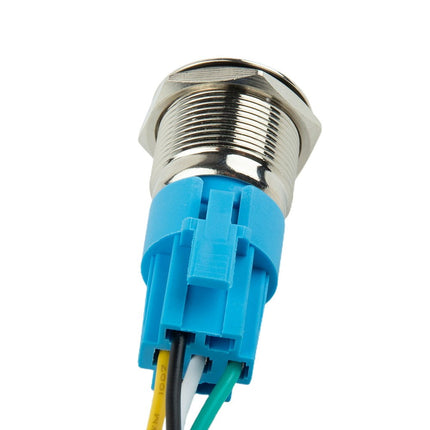 19Mm Latching Push Button Switch 12V Dc On Off Stainless Steel Led Self-Locking Green.