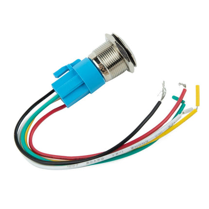 19Mm Latching Push Button Switch 12V Dc On Off Stainless Steel Led Self-Locking Green.