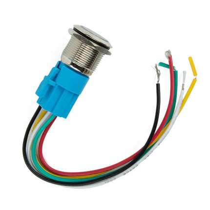 19Mm Latching Push Button Switch 12V Dc On Off Stainless Steel Led Self-Locking Green.