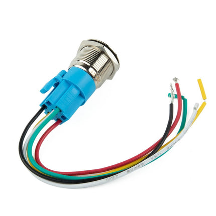 19Mm Latching Push Button Switch 12V Dc On Off Stainless Steel Led Self-Locking Green.