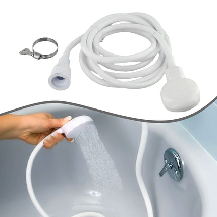 Push On Shower Hose & Head for Single Tap Spray Mixer Tap Bath Tap Kitchen 2M.