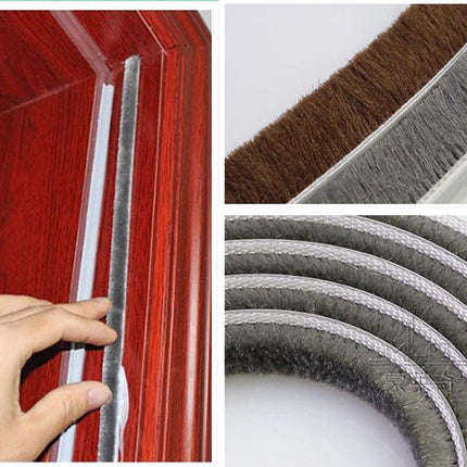 Decor Bottom Bristle Pile Seal Film Door Draught Excluder Brush Weather Strip 10M 5/9/15/23Mm Diy Home High Quality White 9×5Mm 9×15Mm Brown.
