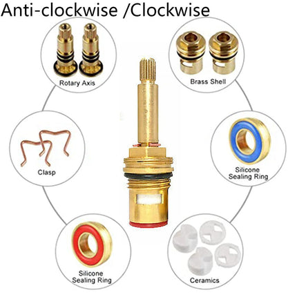 Shower Bath Taps Valve Cartridge Quarter Turn Flow Long Tall Stem Insert 20 1/2" Bathroom Fixture Faucet Replacement Parts Anti-Clockwise Smile Home Anti-Clockwise.