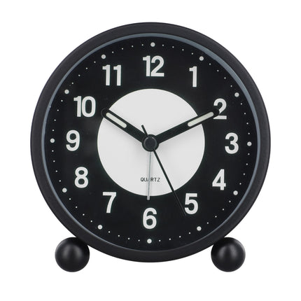 Battery Operated Clock Glow-in-the-Dark Alarm Clock Bedroom Children's Table Non-Ticking Glow-in-the-Dark Dial Smile Home.