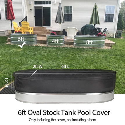 4Ft/6Ft/8Ft Bathtub Cover Pool Hot Tub Cover Oval Reservoir Ice Bath Cover Tank Cover Oxford Cloth Waterproof Tank Pool Cover 8Ft 8'.