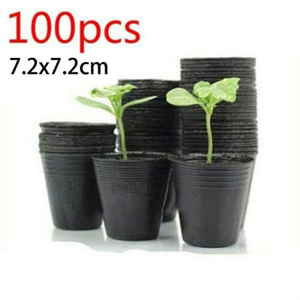 100 Pack Black Plastic Nursery Pots Plant Containers Garden Flower Seedling Planter With Drainage Holes 5Cm 6.5Cm 7.2Cm 7.2*7.2Cm.