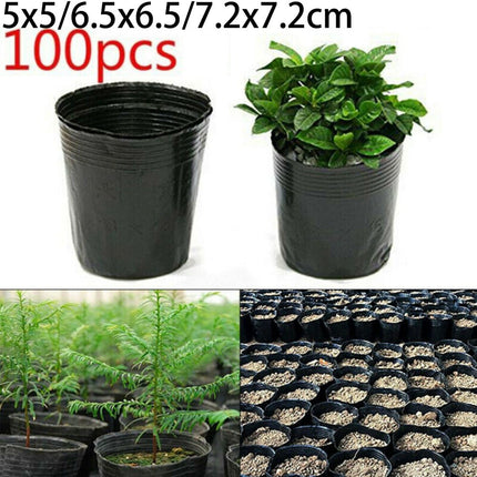 100 Pack Black Plastic Nursery Pots Plant Containers Garden Flower Seedling Planter With Drainage Holes 5Cm 6.5Cm 7.2Cm 7.2*7.2Cm.