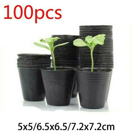 100 Pack Black Plastic Nursery Pots Plant Containers Garden Flower Seedling Planter With Drainage Holes 5Cm 6.5Cm 7.2Cm 7.2*7.2Cm.