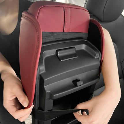 Car Armrest Cushion With 2 Cup Holder And Side Pocket Pu Leather Black.