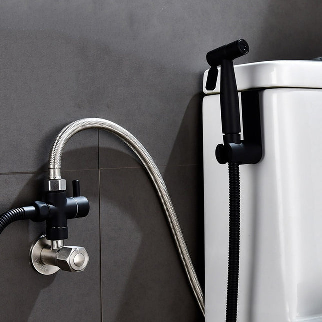 Arkzeo Three-Way One-In-Two-Out Shower Faucet Manifold All-Copper Shower Nozzle Converter Shower Valve Black Valve.