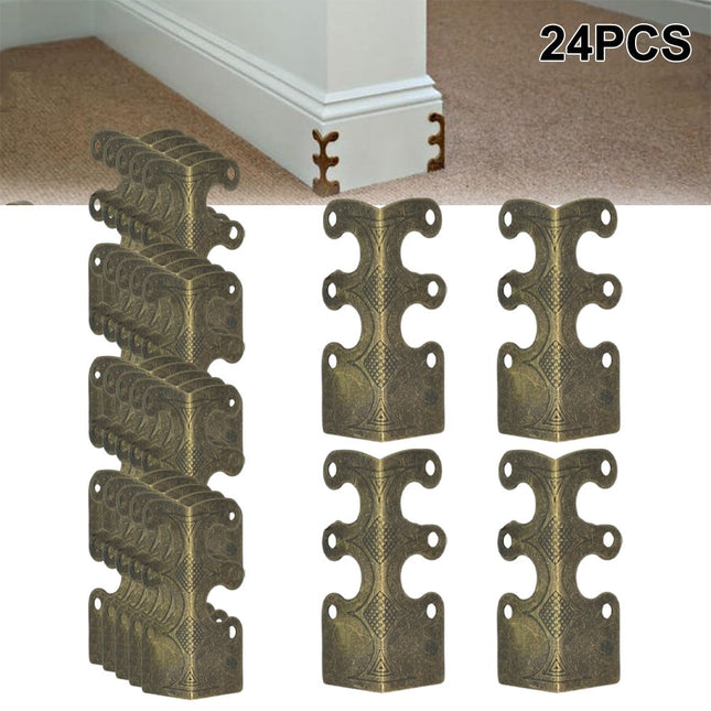 Corner Protectors Vintage Metal Corner Protectors 6 Pcs For Stylish Baseboard Black 12Pcs Smile Home Bronze 24Pcs.