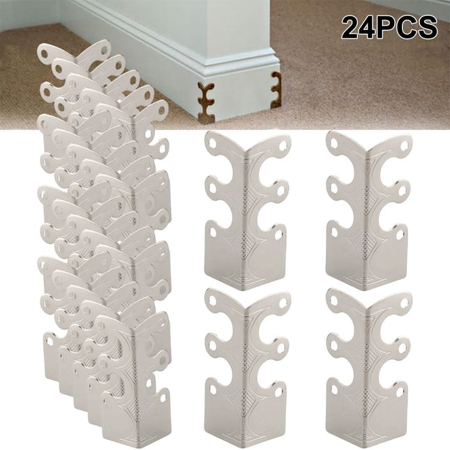 Corner Protectors Vintage Metal Corner Protectors 6 Pcs For Stylish Baseboard Black 12Pcs Smile Home Silver 24Pcs.
