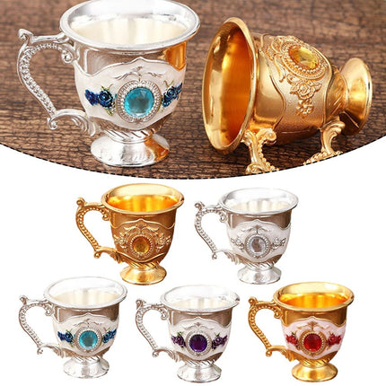 Decorative Tea Cup European Style Coffee Mug Metal Wine Drinking Cups Bar Party Gold YIWEI.