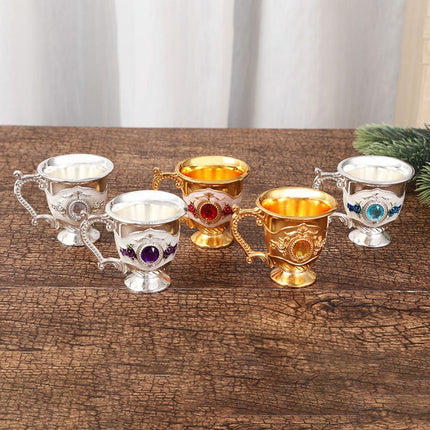 Decorative Tea Cup European Style Coffee Mug Metal Wine Drinking Cups Bar Party Gold YIWEI.