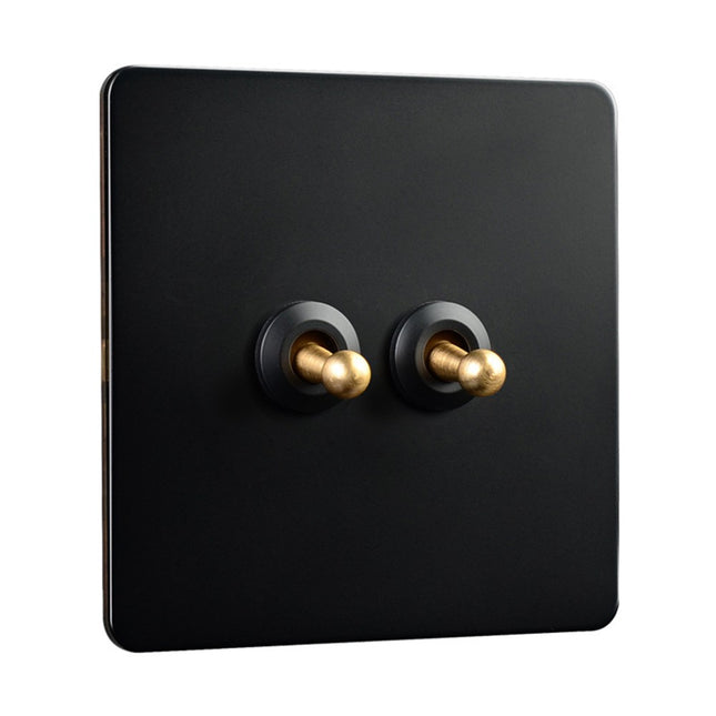86 Type Stainless Steel Panel Wall Toggle Light Switch Brass Rod 1Way 2Way 2 Gang Smile Home 2 Gang.