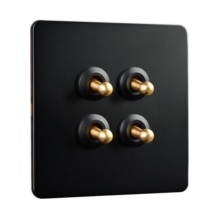 86 Type Stainless Steel Panel Wall Toggle Light Switch Brass Rod 1Way 2Way 2 Gang Smile Home 4 Gang.