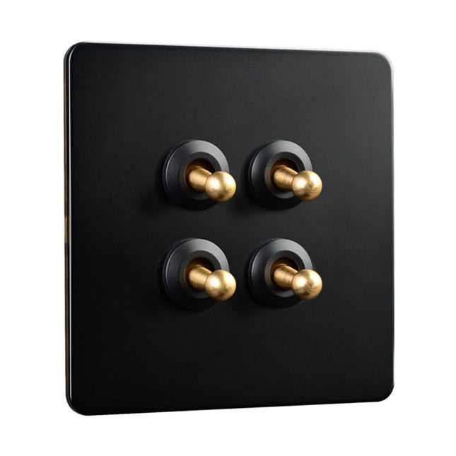 86 Type Stainless Steel Panel Wall Toggle Light Switch Brass Rod 1Way 2Way 2 Gang Smile Home 4 Gang.