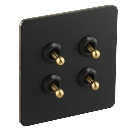 86 Type Stainless Steel Panel Wall Toggle Light Switch Brass Rod 1Way 2Way 2 Gang Smile Home 4 Gang.