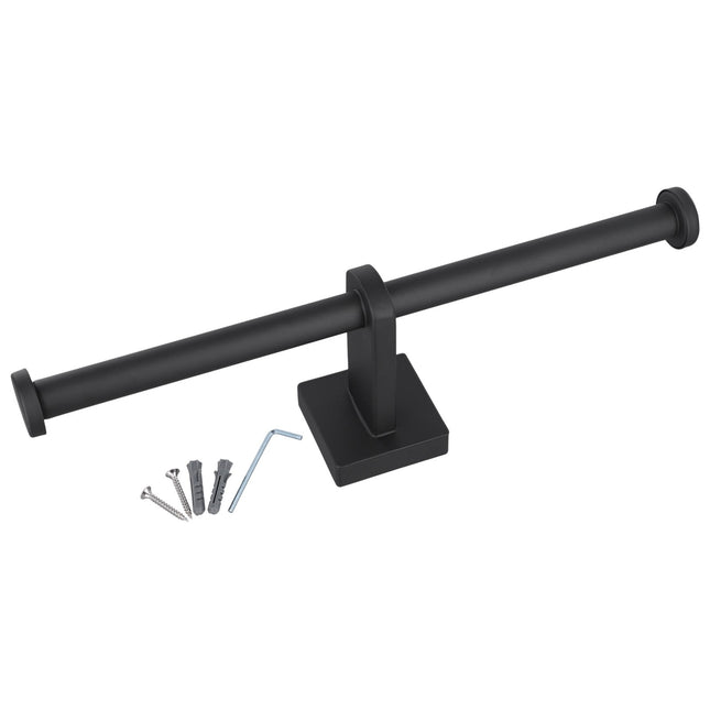 Stainless Steel Toilet Roll Holder Double Ring Toilet Paper Holder Wall Black Smile Home.